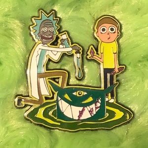 Rick and Morty pin- glows in the dark